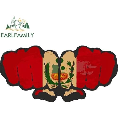 EARLFAMILY 13cm x 6.7cm Auto Car Stickers for Peru Flag Logo Decals Bumper Trunk Motorcycle VAN Fist Peace Gesture Decoration