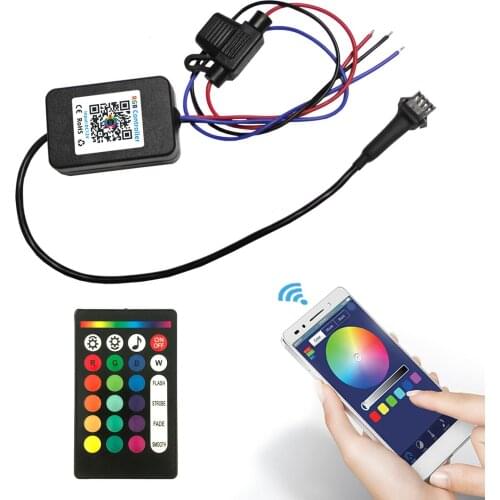 Car LED Atmosphere Light Bluetooth APP controller for RGB Colorful Multi-color LED Light Strip Android and IOS System Phones Can