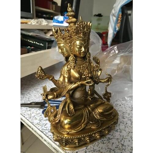 Free shipping Free shipping 10" Tibet Silver 1000-Arms Avalokiteshvara Buddha Bronze Ksitigarbha Statue