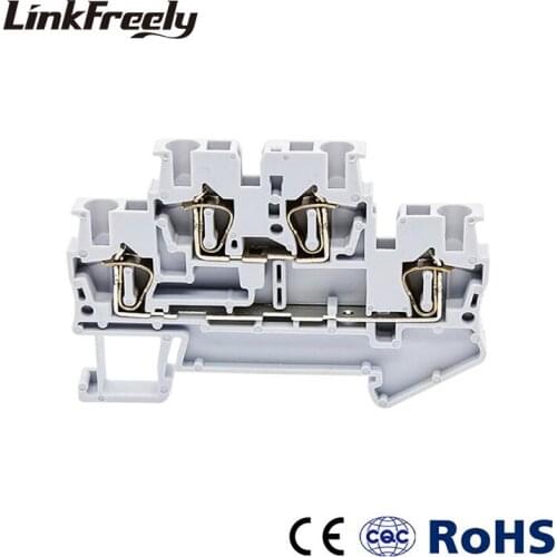 STTB2.5 10pcs Double Layer Spring Electrical Wire Terminal Block Connector Plug-in Type Wiring Through Terminals Terminantor