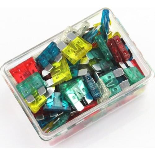 FHAWKEYEQ 100 Pcs Car Truck Caravan Mixed Circuit Blade Fuse Accessories For 10A 15A 20A 25A 30A 1.9cm x 1.87 cm x 0.04cm