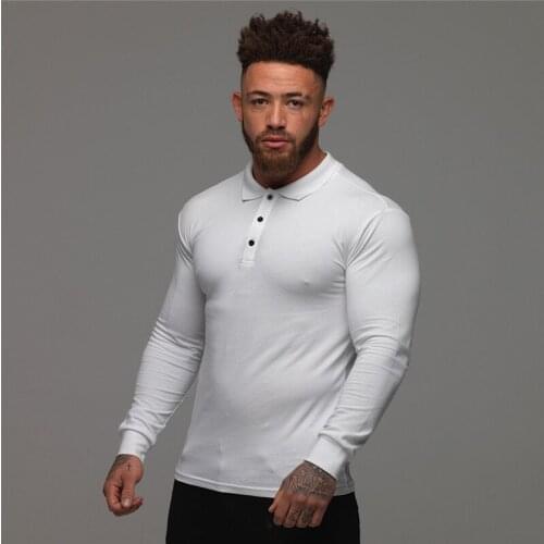 FITNESS SHARK Long Sleeve Polos For Men