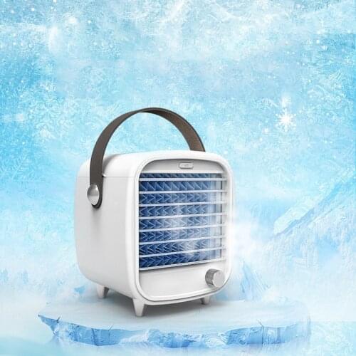 Mini Air Conditioner Fan USB Rechargeable Cooling Fan Summer Home Office Small Cooling Air Conditioner Fan with Night Light