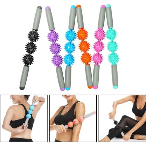 Muscle Roller Stick Cellulite Sore Muscles Releasing Cramps Abdomen Massager Ball Pressure Point Tiger Tail Handle Massager