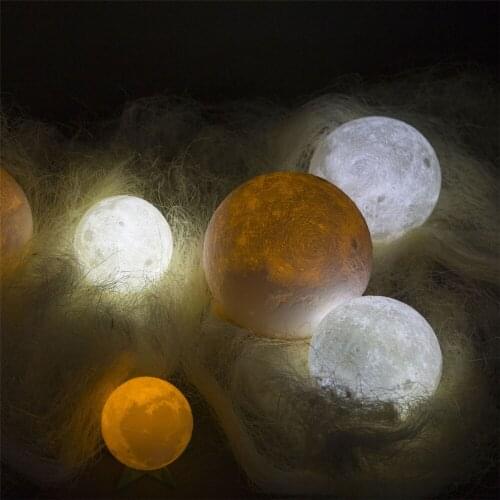 Night Light PLA 3D Printing Moon lamp 10CM Dimmable Touch Control Brightness USB Charging Home Decorative Led moon Light
