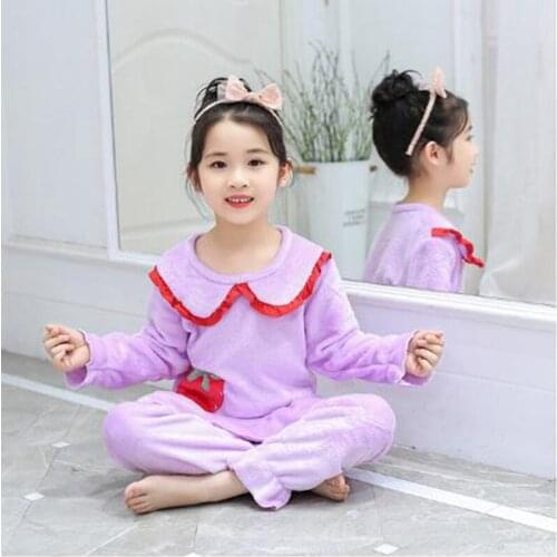 New 3-12 Year Wear Princess Style Pyjamas Suit Girls Sleepwear Set Atumn Winter Warm Flannel Pajamas For Children Christmas