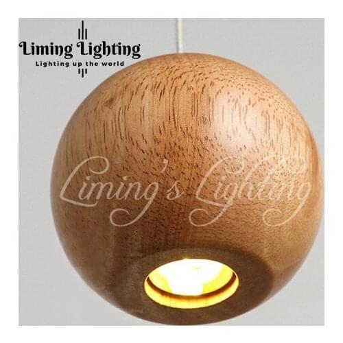 Solid Wood Modern Pendant Light Chinese Japanese Nordic Creative Minimalist Living Room Dining Wooden Ball Wooden Pendant Lamp