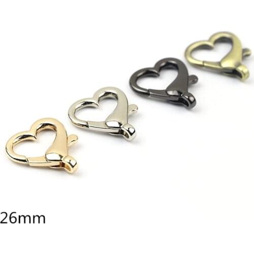 Heart Shape Buckles Zinc Alloy Plated Gate Spring Rings Purses Handbags Carabiner Clips Easy Push Trigger Snap Hooks Sports Tool