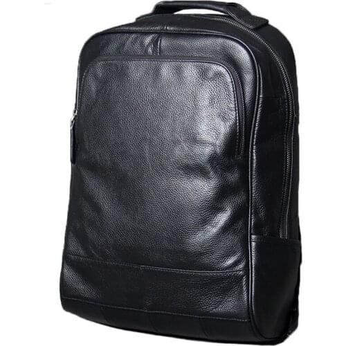 The First Layer of Leather Bag Men Backpack Schoolbag 15.6 Inch Laptop Backpack Computer Bag Classic Business Mens Soft Leather
