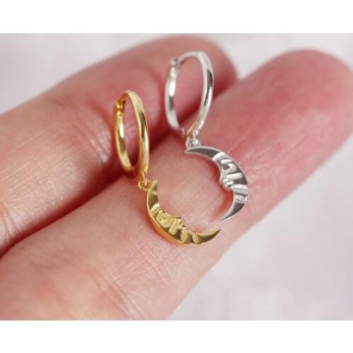 Trendy 925 sterling silver earrings female Drop Moon smile Face Small Hoop earrings for women wedding Party Jewelry Accessories