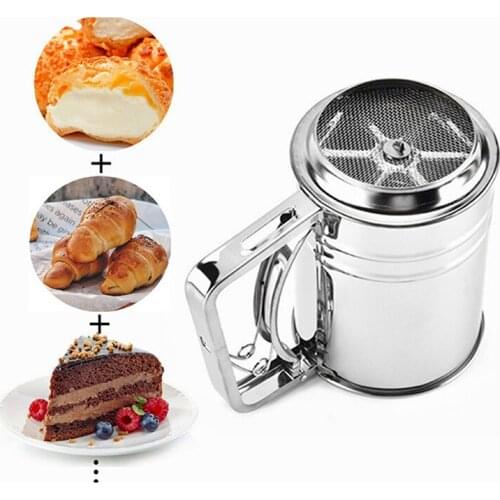 Stainless Steel Flour Sieve Cup Powder Sieve Mesh Kitchen Gadget For Cakes Hand Screened Sugar Mesh baking supplies