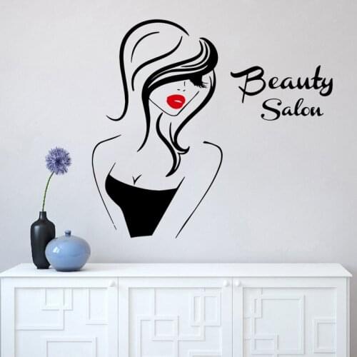 Beauty Salon Wall Sticker Red Lips Vinyl Decal Sexy Woman Decals Girls Women Bedroom Decoration Accessories Windows Decor Lashes