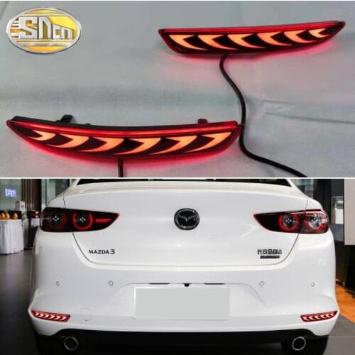 3-in-1 Functions LED Reflector Lamp Rear Fog Lamp Bumper Light Brake Light Dynamic Turn Signal For Mazda 3 2020 2021 Sedan Axela