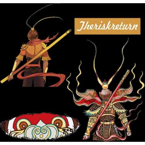 1PCS Cartoon Anime Monkey King Heat Transfer street fashion Iron-on Transfers For Childrens Clothing DIY Thermo-Sticker