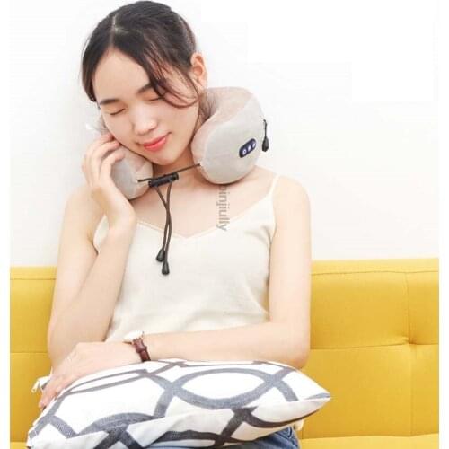 U-type Infrared Massage Pillow Multifunctional Hot Compression Massage Instrument for Cervical Vertebrae Charged in Home Car