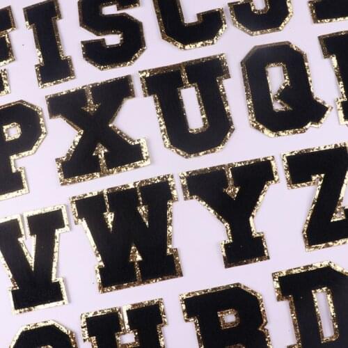 Yellow 26 English Letters Patch Embroidered Patches For Clothing Sewing On Patches For Clothes For Kids T-Shirt Patch Applique