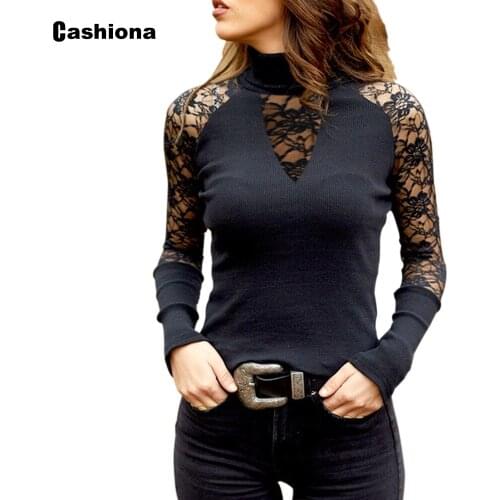 Plus size 4xl 5xl Ladies Elegant Leisure Casual T-shirt Model New Pacthwork Lace Womens Top 2021 Spring Autumn Tees shirt Femme