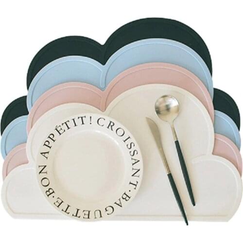 1Pcs Cloud Shape Placemat Kids Plate Mat Food Grade Silicone Table Pad Non-Slip Wate proof Heat Insulational Table Maps YU-Home