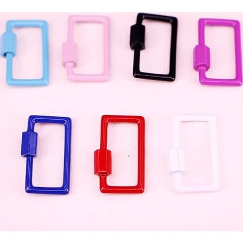 10PCS, Rectangle Lock Carabiner Enamel Lock Metal Clasp Jewelry Findings