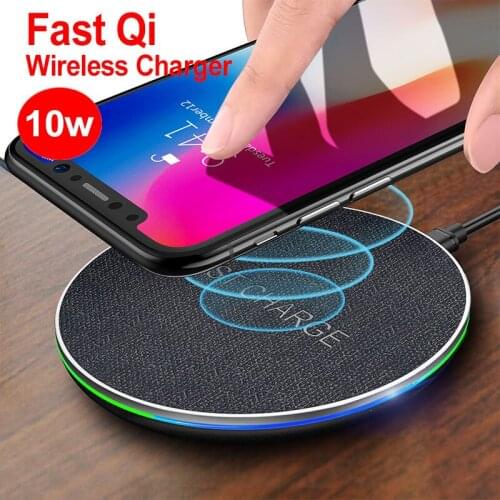 10W Fast Wireless Charging Pad for iPhone X XR XS MaX Qi Wireless Charger For Samsung Mobile Phones