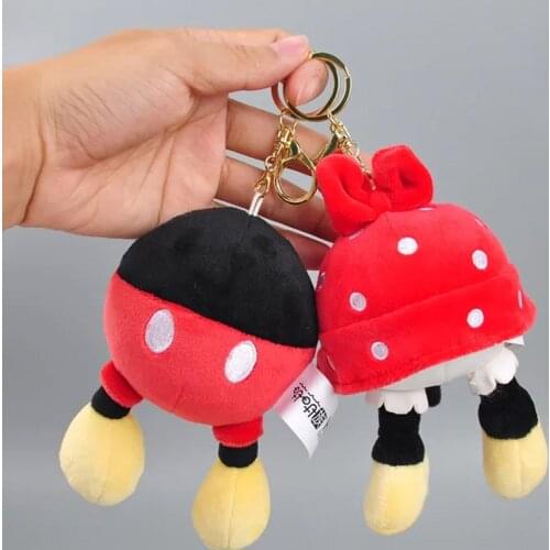 13cm Disney Keychains Mickey Mouse Butt Plush Doll Key Chains For Backpack Women Minnie Donald Daisy Duck Toys Pendants For Girl