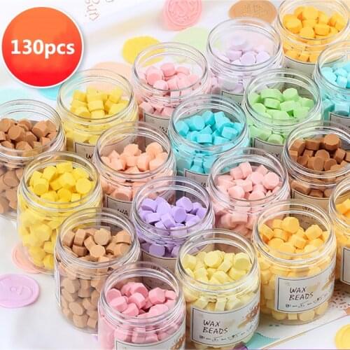 130pcs Vintage Octagonal Macaron Color Sealing Wax Beads for DIY Crafts Envelope Wedding Postcard Wax Seal Stamp Tablet Pill