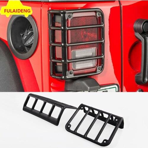 2pcs For Jeep Wrangler 2007-2017 Hood Tail Light Cover Black Metal Tail Light Guards car styling accessories