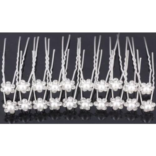 20 Pcs/Set Rhinestone Imitation Pearl Hairpins Hair Stick Clips Headwear Crystal Women Wedding Bride Hair Clips Hair Jewelry