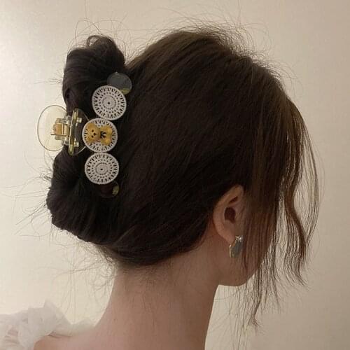 2021 New Women Cute Bear Transparent Acrylic Hair Claws Girls Sweet Hairpins Hair Crab Clips Headband Fashion Hair Accessories