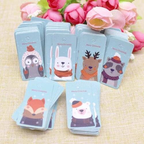 2x4cm 50Pcs Tag 50 String Merry Christmas Labels Gift Wrapping Paper Hanging Cards Xmas DIY Crafts Party Supplies