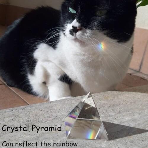 60MM Crystal Pyramid Rainbow Prism Optical Glass Pyramid Egyptian Crystal Glass Pyramid Prism Rainbow Science Ornaments