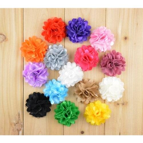 60 PCS/LOT 15color Tulle Mesh net Satin Shabby cabbage hat corsage hair clip Flower Appliques