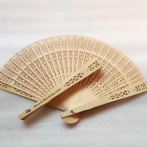 60pcs lot Custom logo 50th 60 th Anniversary souvenir wedding bridal shower favors wooden folding personalized hand fans
