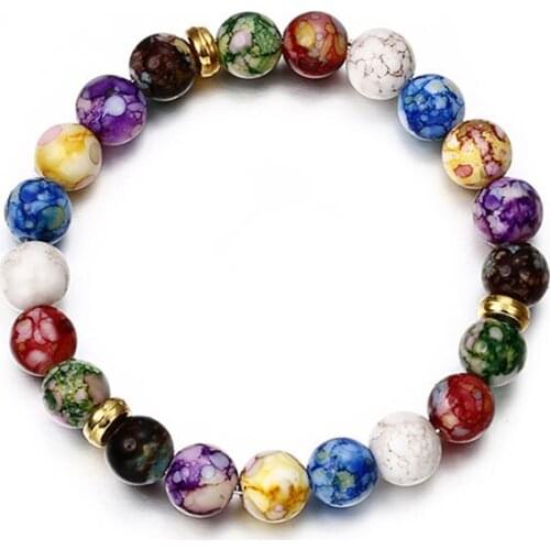 7 Chakra Fashion Healing Beaded Bracelet Natural Lava Stone Tiger Eye Beads Bracelet For Women Men Yoga Jewelry Dropshipping