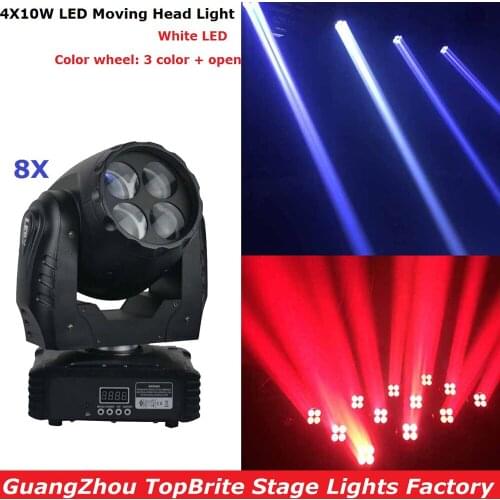 8XLot High Quality 4X10W White LED Moving Head Wash Lights High Power 55W LED Beam Moving Head Stage Lights 100-240V Fast Ship