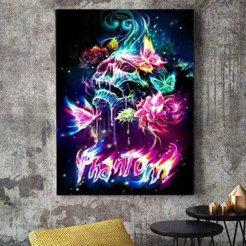 Full Drill 5D DIY Diamond Painting Colored skull 3D Embroidery Mosaic Cross Stitch Cartoon Skeleton Picture Of Rhinestone Gift