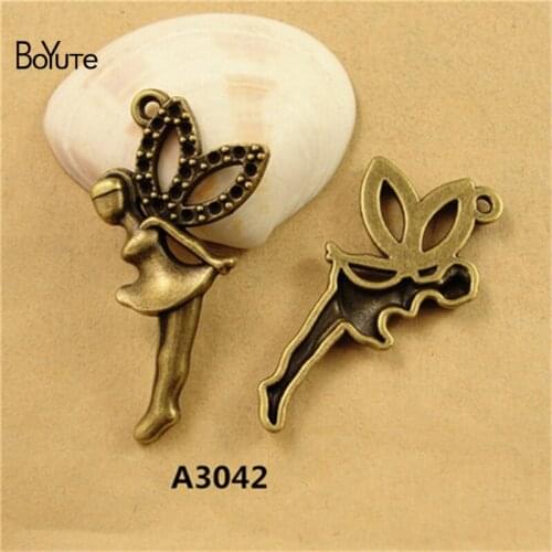 BoYuTe (40 Pieces/Lot) 20*40MM Antique Bronze Plated Zinc Alloy Angel Charms Diy Pendant for Jewelry Findings Components