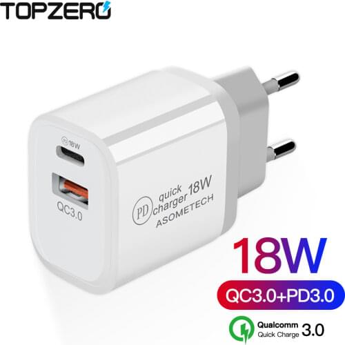 18W Fast Charger Quick Charge QC 3.0 QC 4.0 Dual Outputs USB Type-C PD Charger For iPhone Huawei Xiaomi Portable Travel Charger