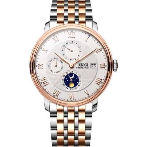 LOBINNI Switzerland mens wrist watches,men automatic mechanical watch man luxury wristwatch waterproof luminous clock sapphire