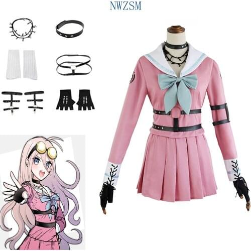 Danganronpa V3 Killing Harmony Iruma Miu Rabbit Halloween Women Cosplay Costume JK School Uniform Sailor Suit