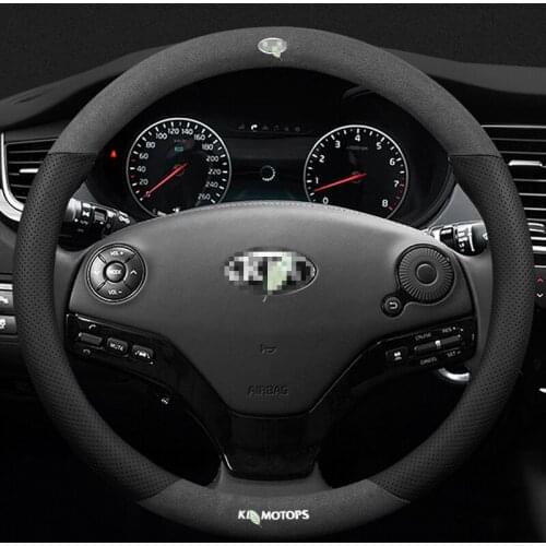 For Kia 3D Laser Printing Logo Cow Leather Car Steering Wheel Cover Fit Cerato Forte Optima Picanto K2 K3 K4 K5 KX5 KX7 Soluto