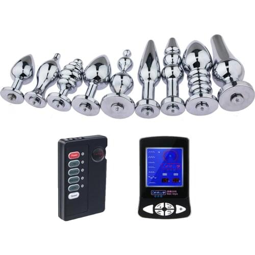 Electric Shock Vaginal Anus Plug Prostate Massage Butt Anal Beads Electro Medical Themed Sex Toys For Men Woman Gay Erotic Games