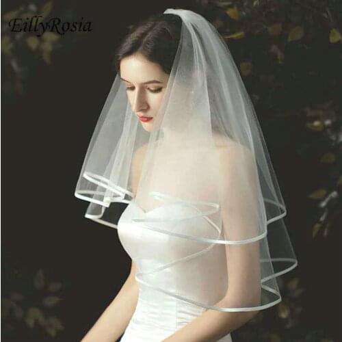 Hot Sale Short Simple Wedding Veils White Ivory Two Layer Bridal Veil With Comb Cheap Wedding Veil Bridal Accessories Elegant