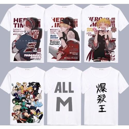 My Hero Academia Cosplay T Shirt Deku Midoriya Izuku Summer T-Shirt Bakugou Katsuki Japanese Anime Cartoon Top Tee Costume