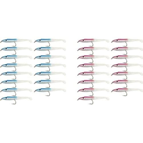 SUNMILE Fake Fishing Lure Sea Fishing Lure Bait with Hook Eel Bionic Bait 5cm/0.6G T Tail Soft Insect Simulation Bait 15Pcs