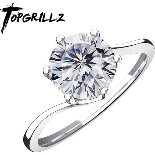 TOPGRILLZ 2021New 925 Sterling Silver 1ct D Color VVS1 Moissanite Rings Classic Style Round Cut Rings Wedding Rings For Women