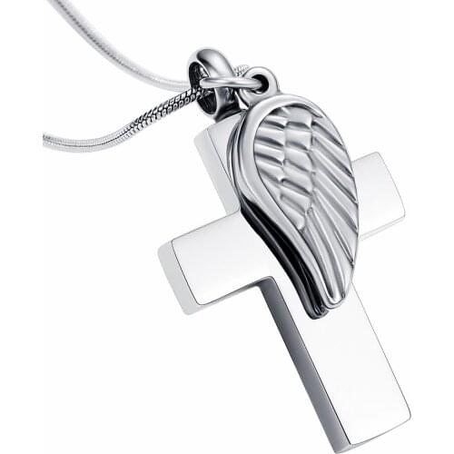 K12239 Cross Cremation Jewelry for Ashes Pendant Locket Stainless Steel Holder Urns Keepsake Memorial Urn Necklace for Ashes