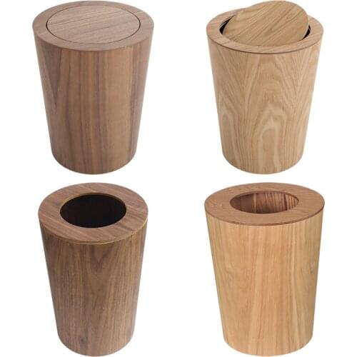 Garbage Can Solid Wood Trash Can Simple Wastebasket Kitchen Decorative