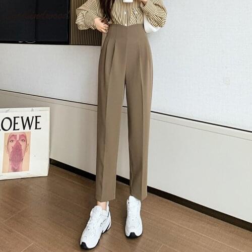 Loribindwood Radish Casual Pants Womens Autumn 2021 New High-waist Suit Small Feet Nine-point Pants Straight Harem Trousers