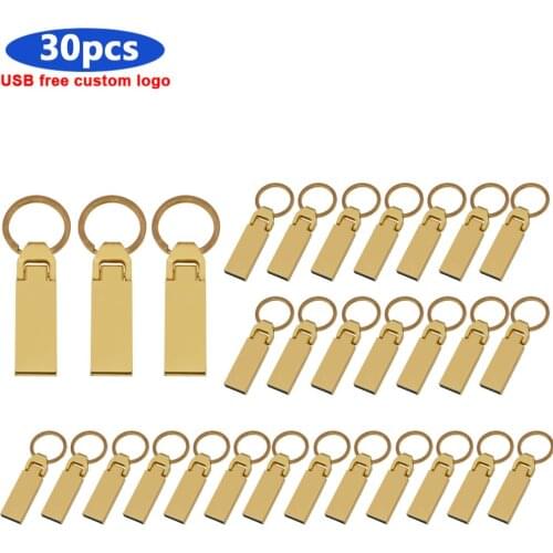 30pcs/lot Metal USB flash drive 32GB 16GB pendrive 128GB 64GB waterproof pen drive 8GB flash usb 2.0 memoria usb stick key